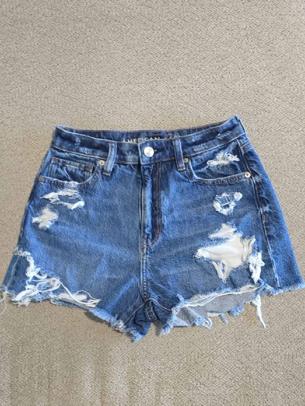 American Eagle Mom Short Comfort Stretch Waistband Distressed Jean Shorts-Size 2